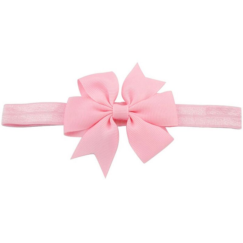 1 Piece Baby Girls Hair Bow Tie Ribbon Decor Hairband Headband (Pink)