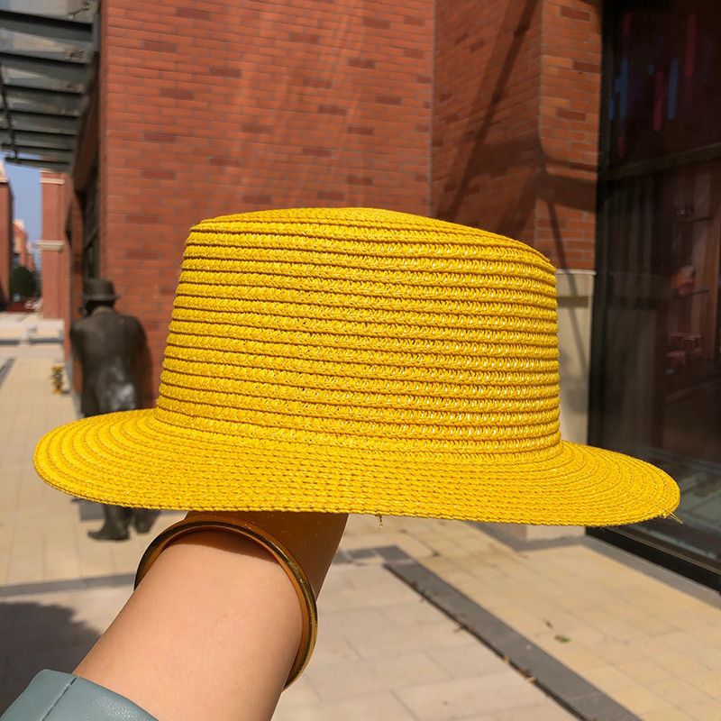 Sun Hat for Women Summer Classic Color Straw Hat Fedoras Boater Sun Hat Wide Brim Straw Panama Hat Fedora Summer Beach UPF Cape