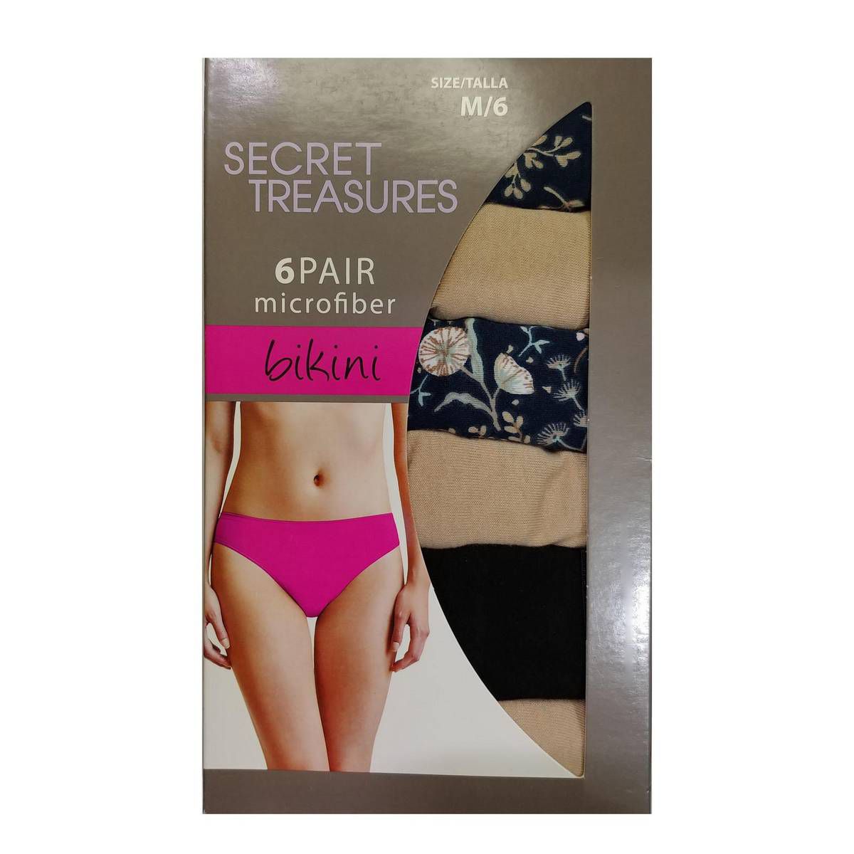 Secret Treasures Ladies Cotton Stretch Bikini Panties - 6 pack