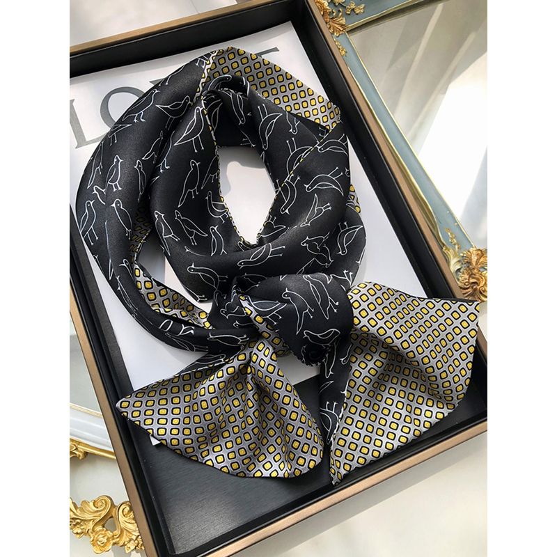 2021 spring Korean version of all-match women scarf silk hand-feel double-sided printing scarf thin section scarf 15x150cm