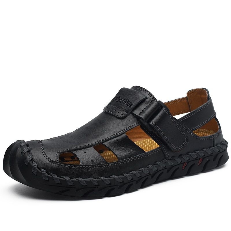 Summer Brand Classic Cowhide Men's Shoes Rubber Shoes for Men  Outdoor Beach Sandals  Man High Quality Fashion Hiking Big Size