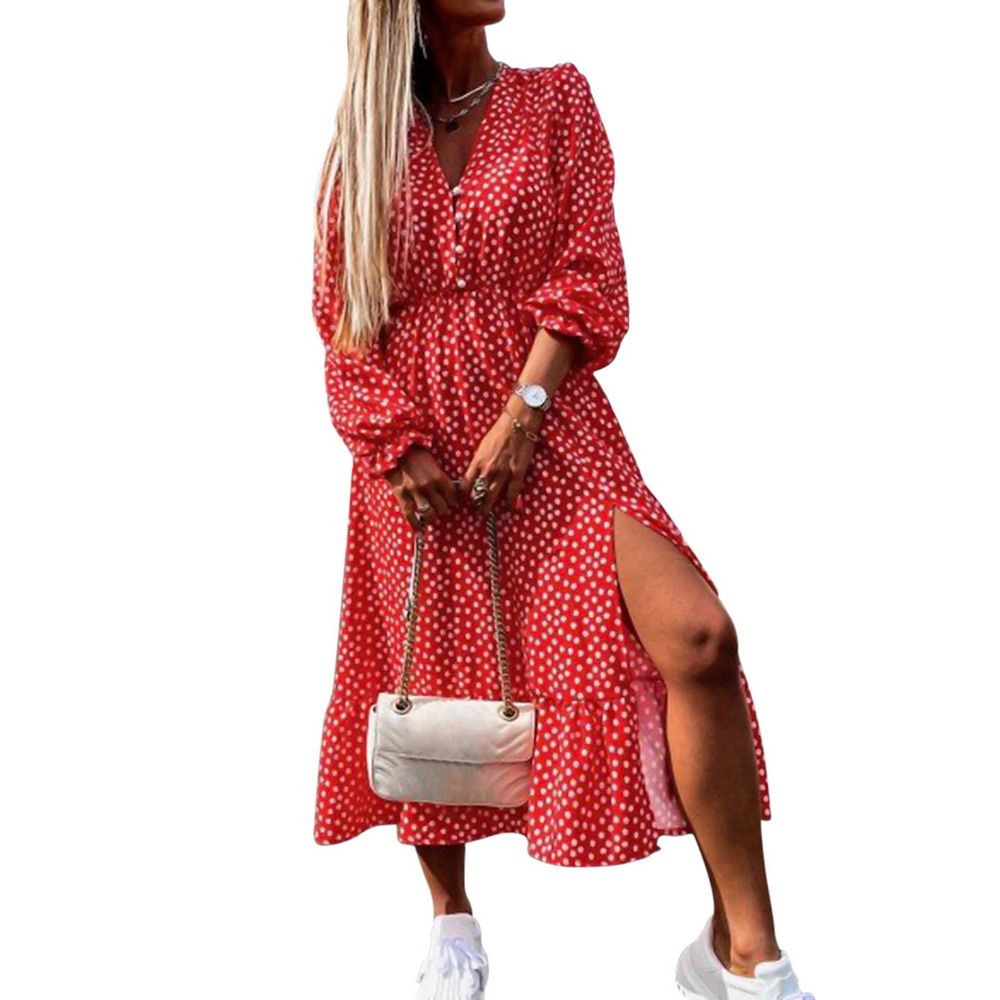 Womens Long Dress Summer V-neck Boho Belted Maxi Dress Casual Party Dress Ladies Bohemian Beach Holiday Sundress