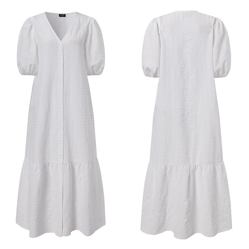 Women Shirt Dress 2021 VONDA Casual Half Sleeve V Neck Party Maxi Long Dresses Summer Bohemian Vestidos   Robe Femme