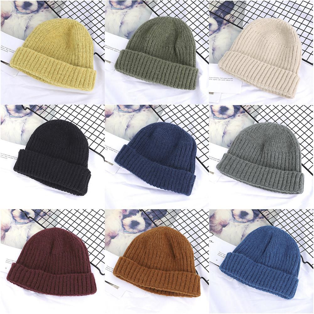 Men's Women Soft Ribbed Beanie Knit Ski Cap Skull Hat Warm Solid Color Winter Cuff
