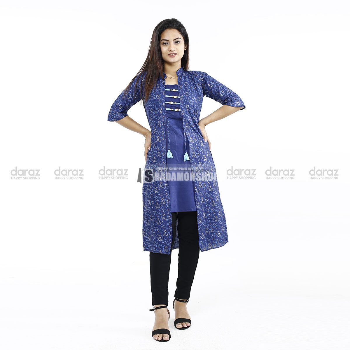Readymade Stylish Fashionable Koti Hot Kurti For Girls Long Pure Soft Linen (1 Pcs) ShadaMon Shop KT-120
