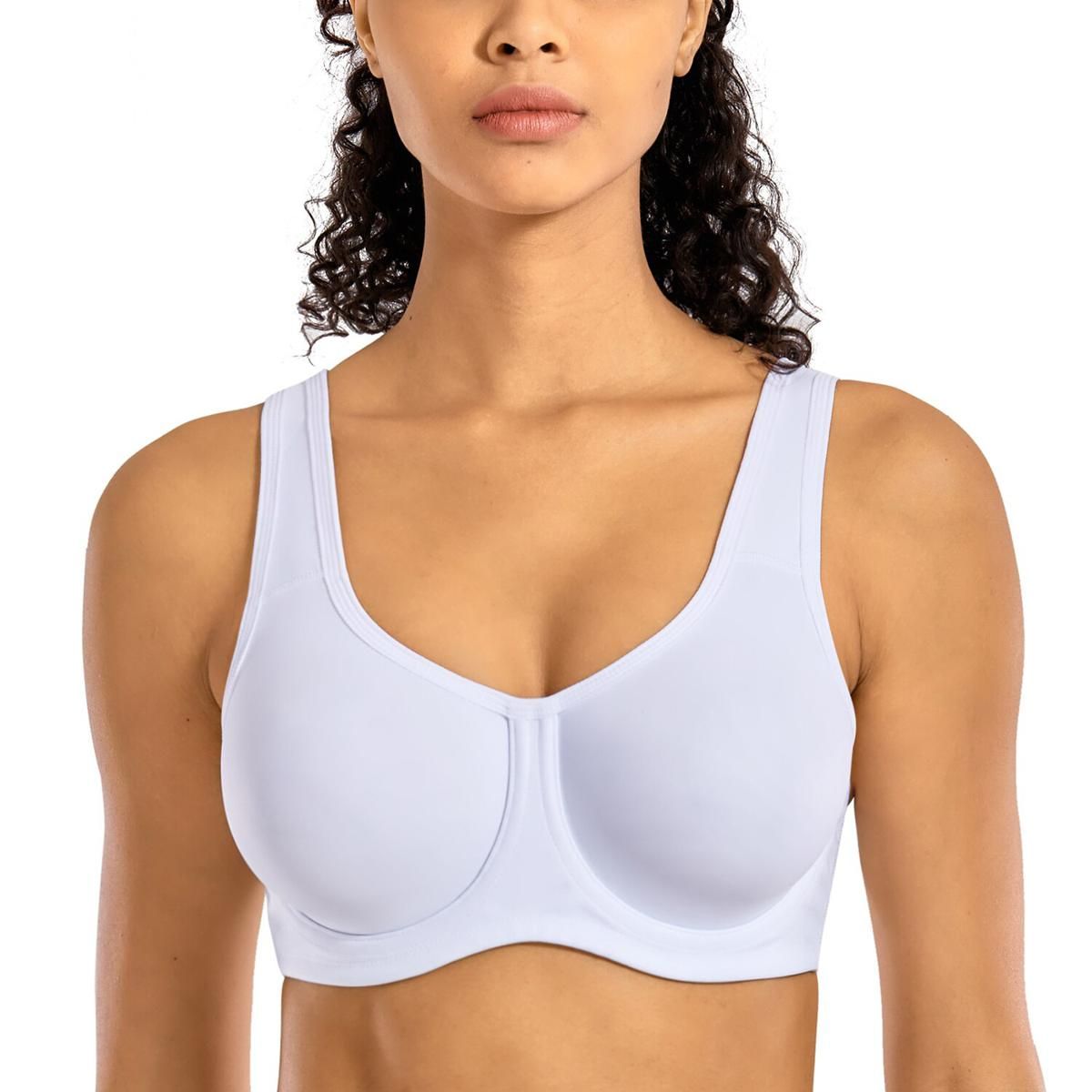 Women's Max Control Double-layer  Solid High Impact Plus Size Non padded Underwire Active Bra