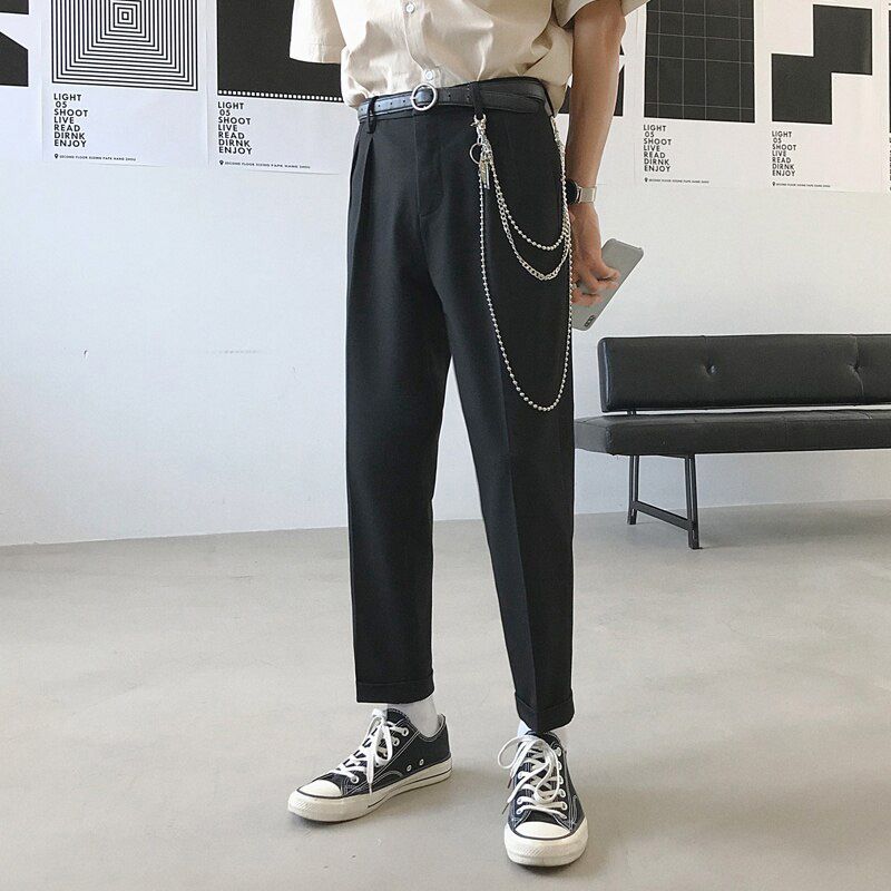 2021 Men's Western-style Trousers Fashion Suit Pants black Haren Pants Leisure Grey/black color Casual Pants Big Size 28-34