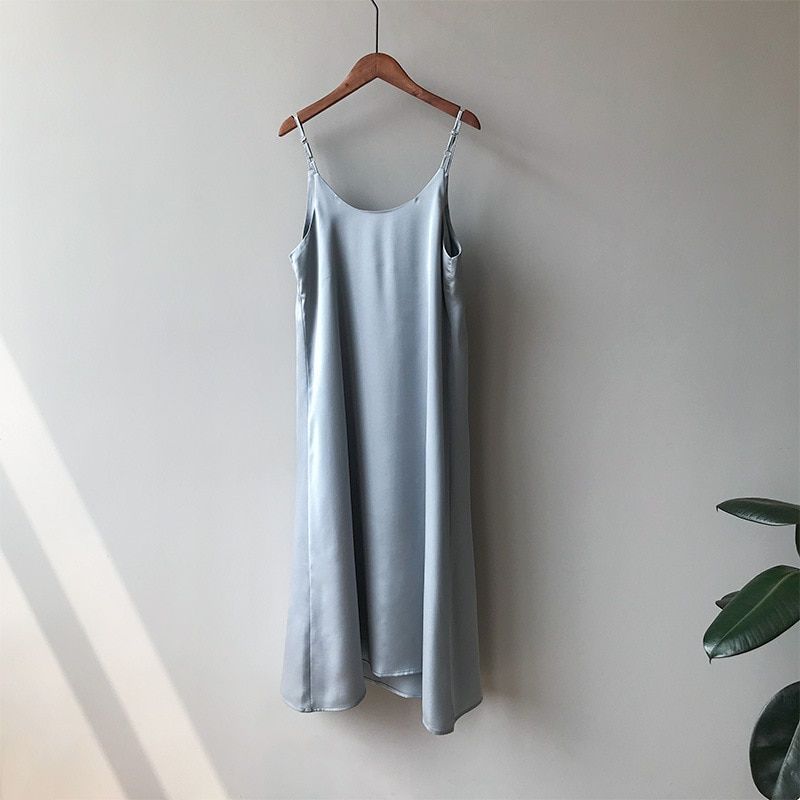 Spring summer 2020 Woman Tank Dress Casual Satin  Camisole Elastic Female Home Beach Dresses v-neck camis  dress