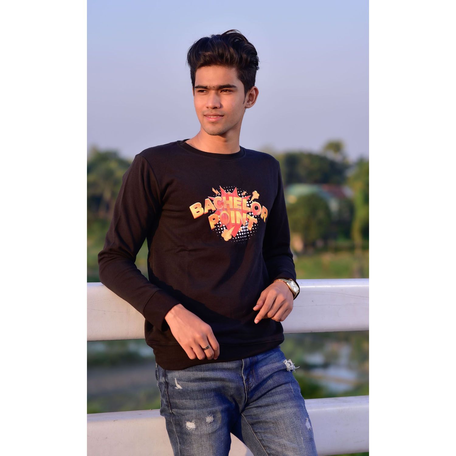 Black Cotton Full Sleeve T Shirt For Men - T Shirt For Man - T Shirt For Man