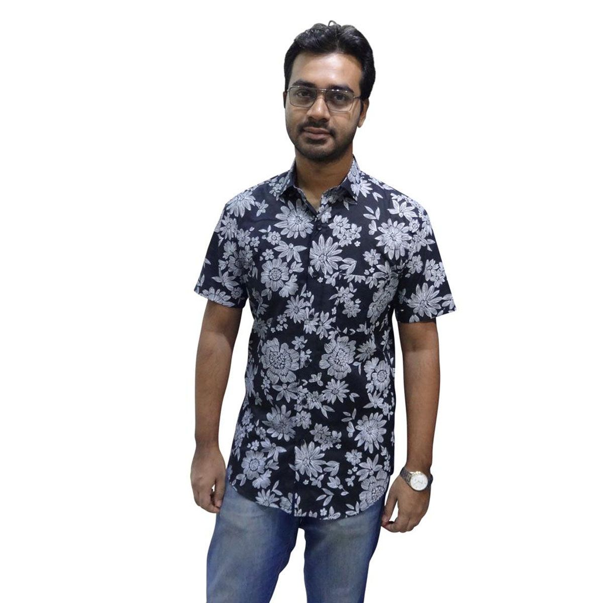 Black Cotton Casual Shirt For men