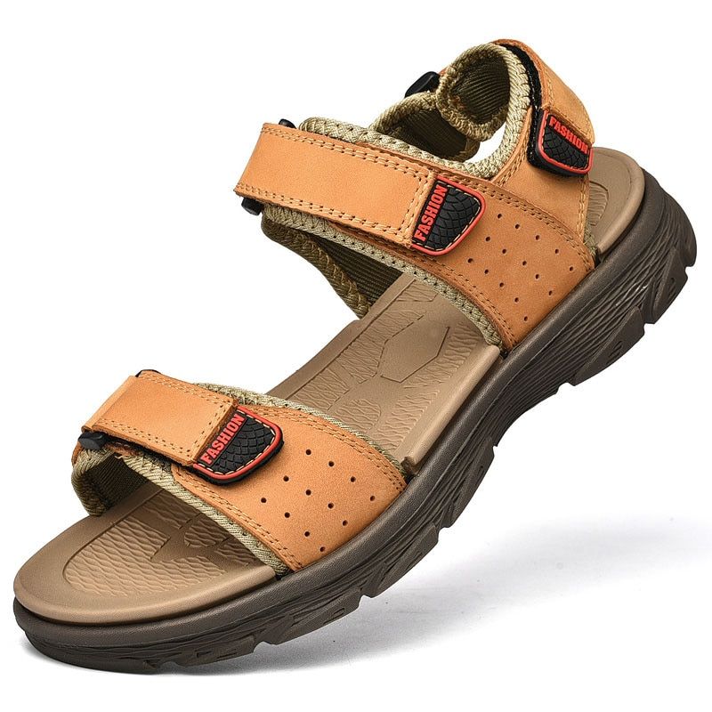 Summer Men Casual Shoes  Leather Sandals Outdoor Men Leather Sandals for Men Beach Shoes Super Light Roman Shoes Size 46