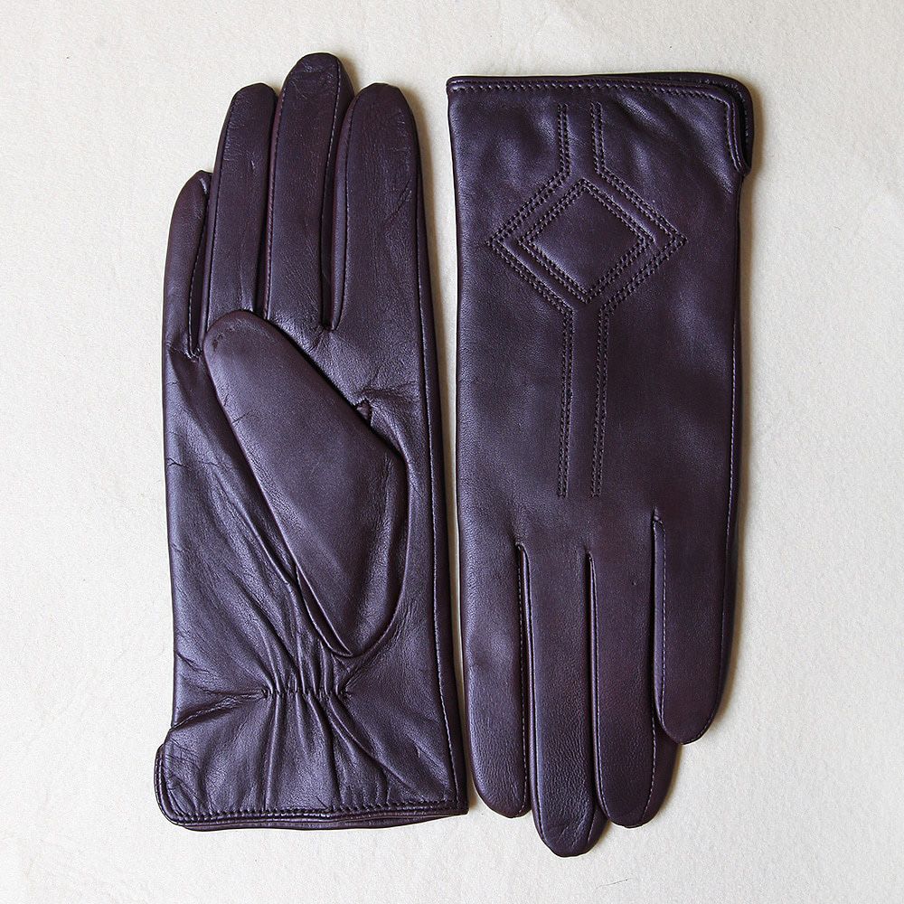 Leather Gloves Lady Winter Thermal Knitted Lined Lambskin Non Touchscreen Sheepskin Women Driving Gloves New EL080NZ