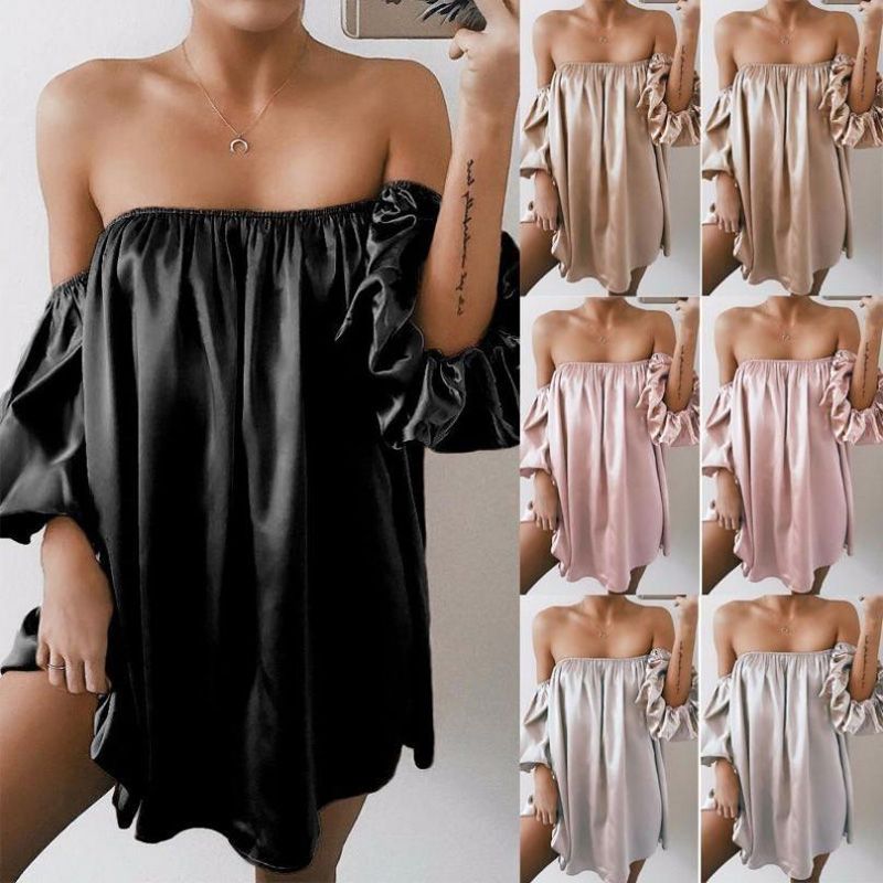 Womens Sexy Casual Summer Evening Party Tops Beach Short Mini Dress Short Sleeve