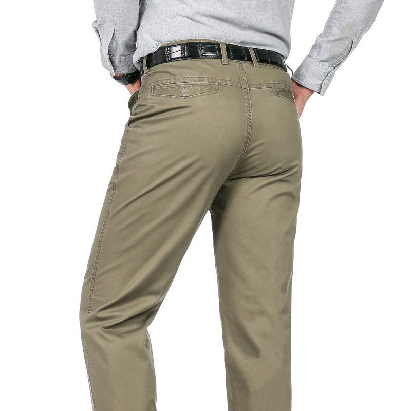 2020 New Men Suit Pants Fashion Boutique Cotton Solid Khaki Official Business Dress Pants Formal Groom Wedding Dress Trousers