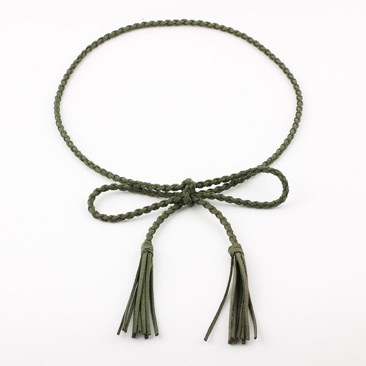 Loldeal 0.5x155cm Women's Korean-Style Woven Casual Waist Strap Dress Decoration Ultra-Long Korean Velvet Thin Waist Chain Thin Belt