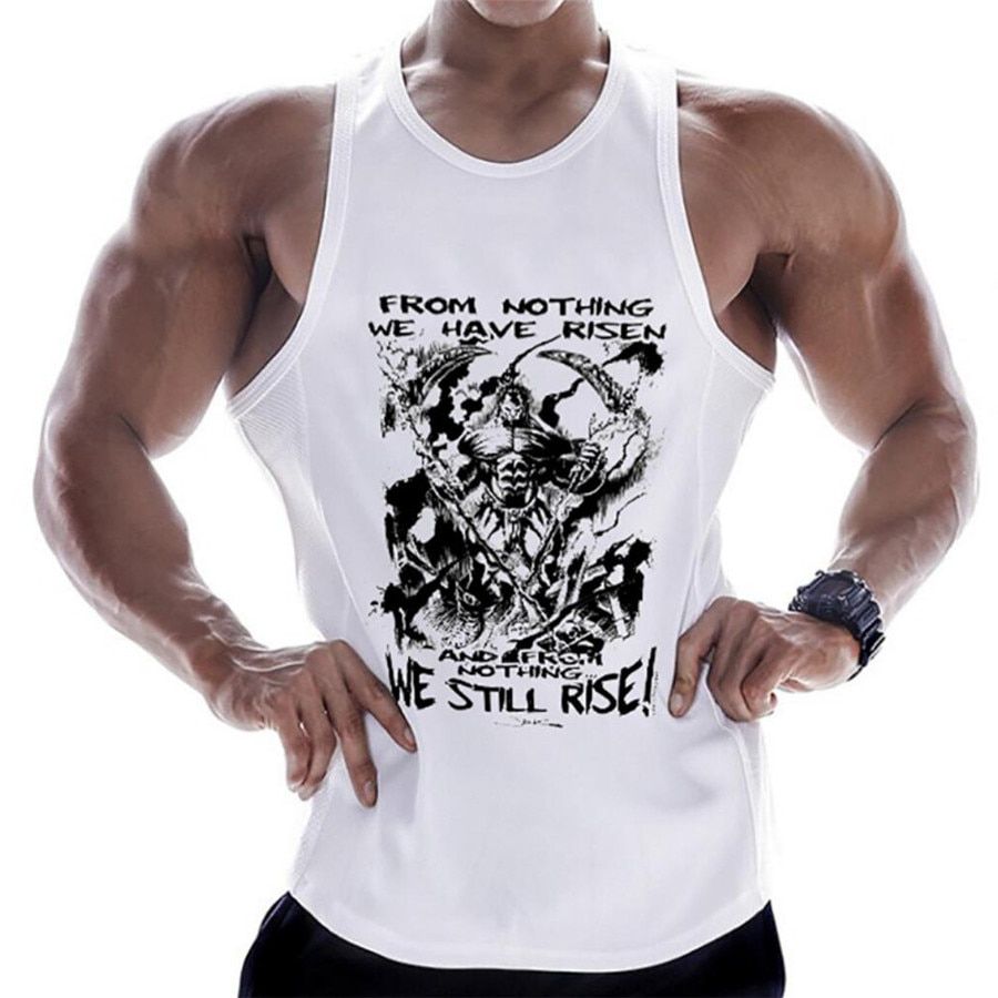 Bodybuilding TaTops Men Cotton Sleeveless Shirt Gym Fitness Training Clothes Stringer Singlet Male Summer Casual Printed Vest