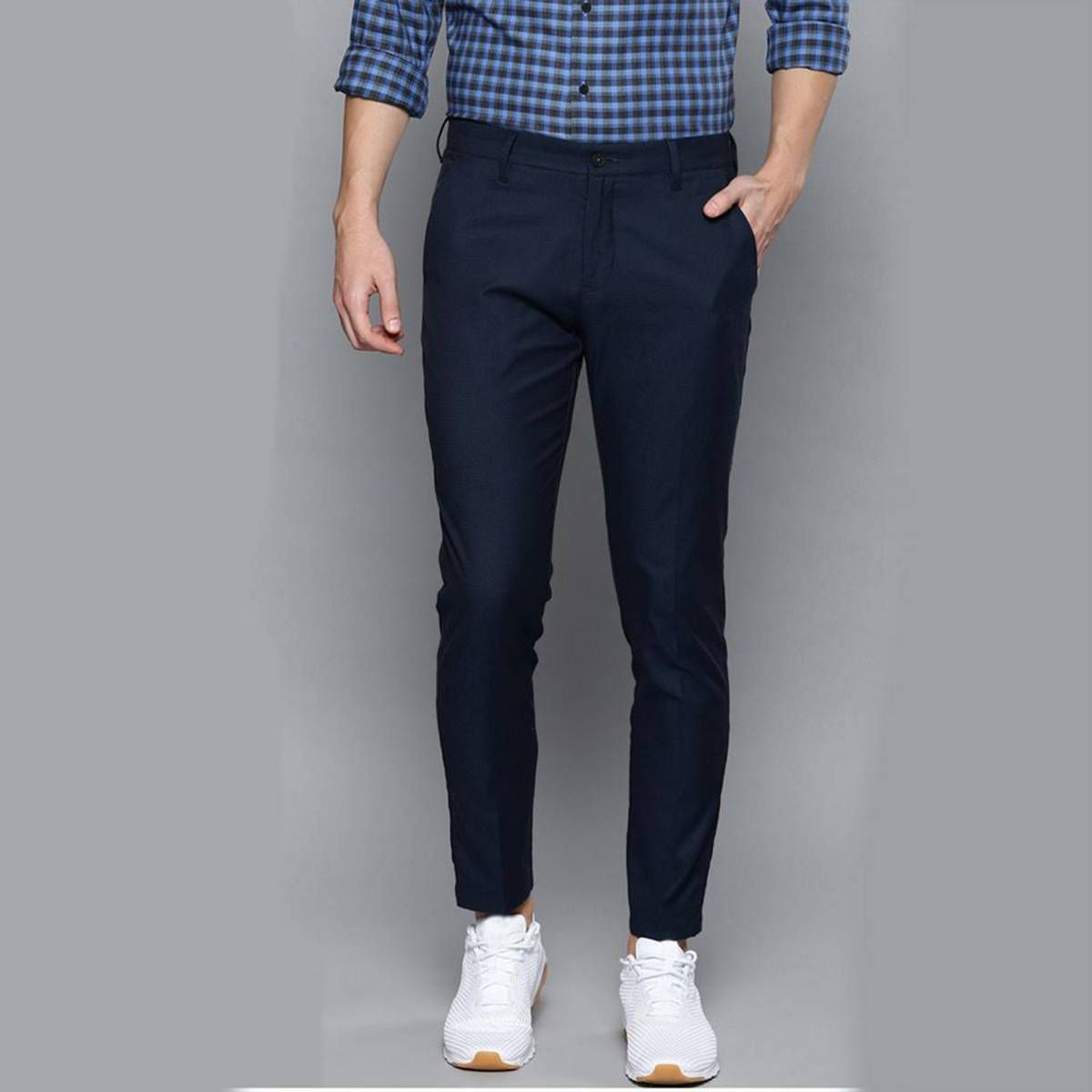 Slim-Fit Chino Gabardine Pants - Dark Blue - Formal Pant For Men