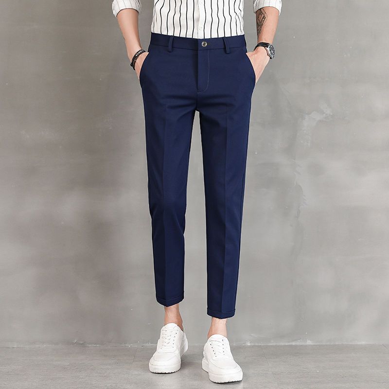 Nine Points Slim Pants for Men Slim Feet Nine Points Pants Casual Men's Suit Pants Business Work Men's Trousers