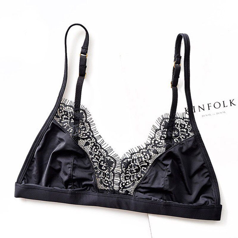 Satin Bra ultra-thin Wireless Bralette lingerie Lace 3/4 cup Women Brassiere underwear female Soft Comfortable top bras