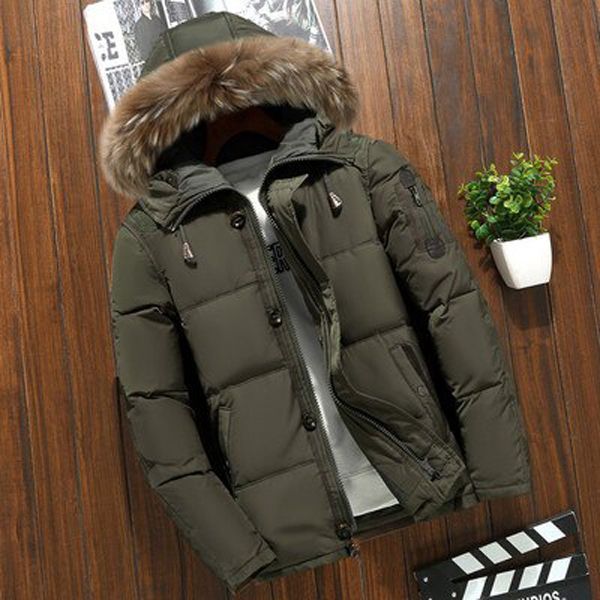Men's Thick Hooded Down Jackets Coat Male Solid Color windproof Parkas Overcoat Winter Warm Outerwear M-4XL