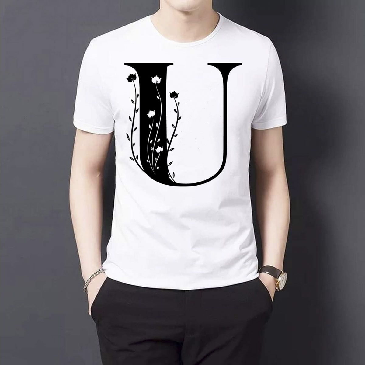 Alphabet Letter "U" T-Shirt For Men's