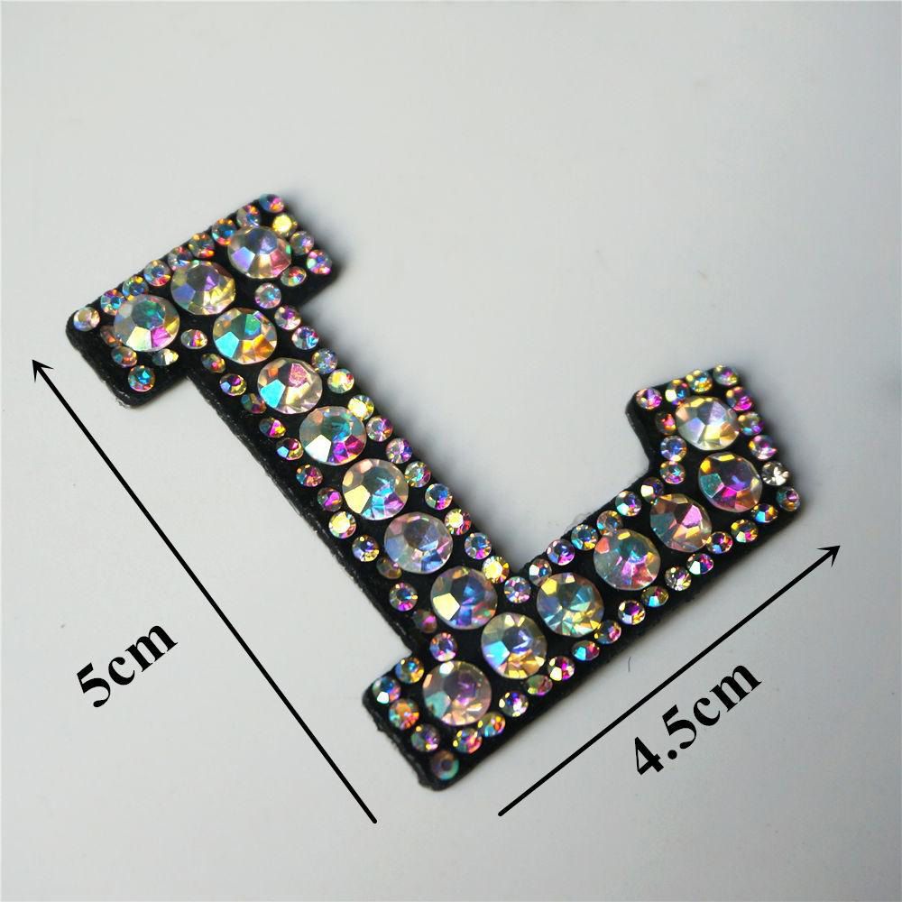 【ALLGOOD】26 Letters s Alphabet ABC Sew Iron On Patches Rainbow Shining Badges For Name DIY Dress Jeans Appliques Decoration