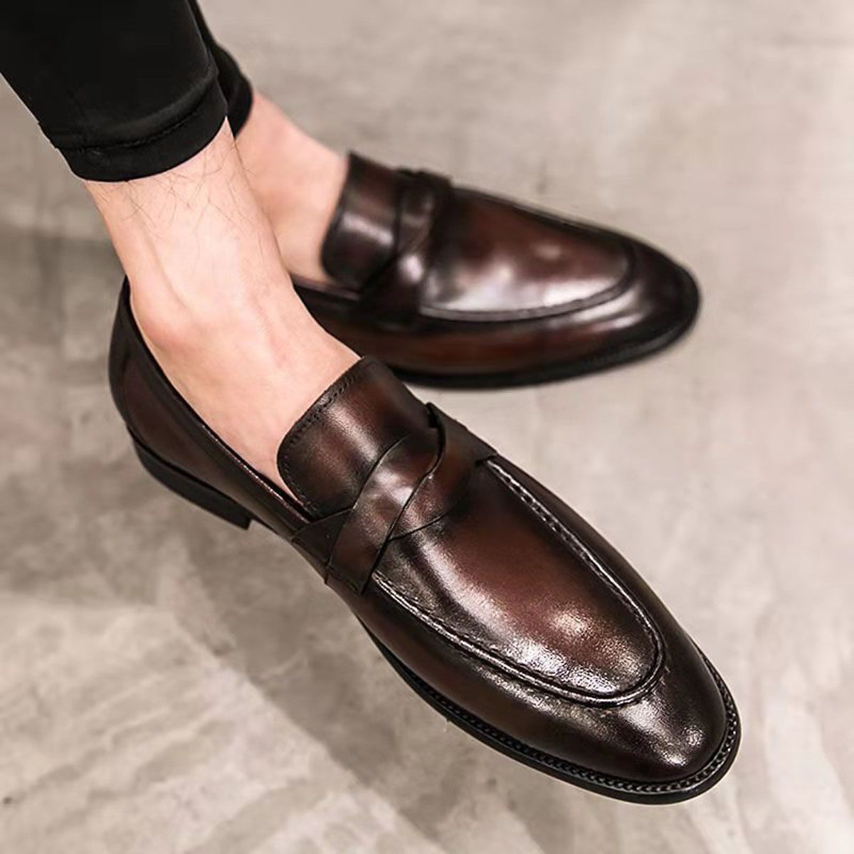 Patent Leather Men Shoes Casual Slip on Formal Loafers Moccasins Italian Black Male Driving Shoes Size 38-48