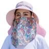 Women Summer Fashion Anti-UV Floral Print Sunhat Wide Brim Neck Fe Cover Cap