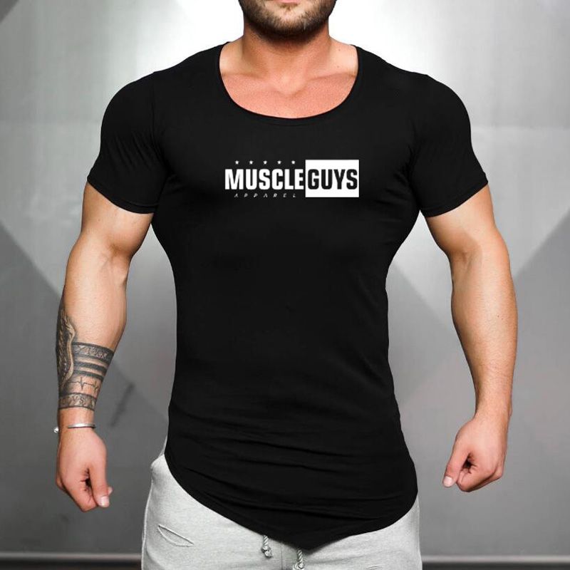 Brand Cotton men Bodybuilding Clothing Male Slim Fit t shirt Man fitness T-shirts Casual T-Shirts print mens gym tops tees