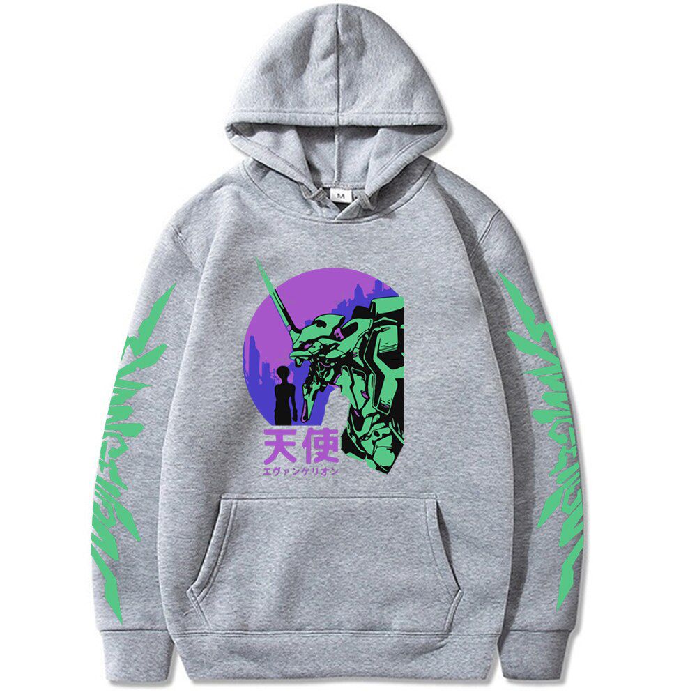 Funny Japan Anime Evangelion Hoodie Men Manga Unisex Streetwear Pullover Homme