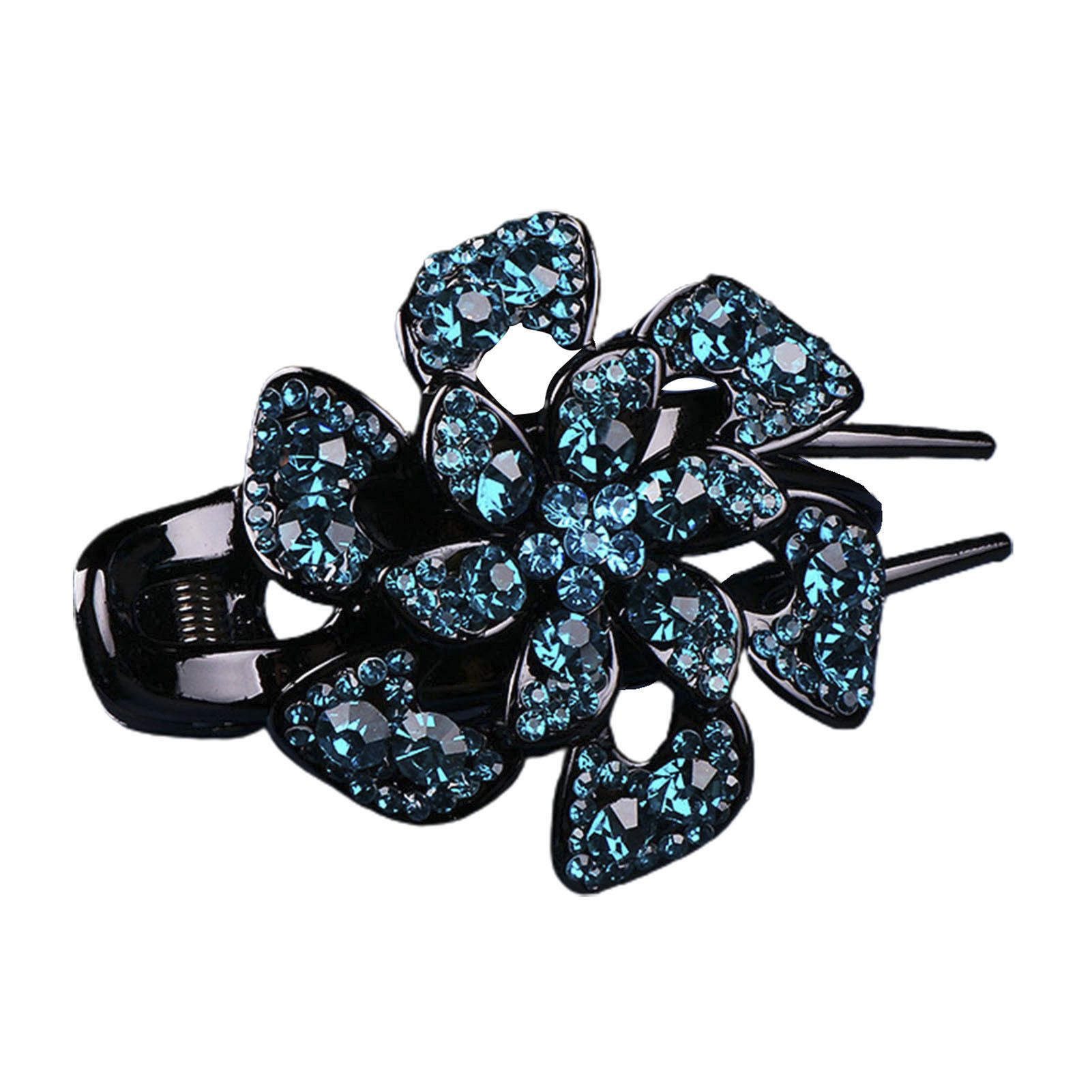 Women Hair Clip Wear-resistant Shiny Rhinestone Floral Decor Fashion Hairgrip