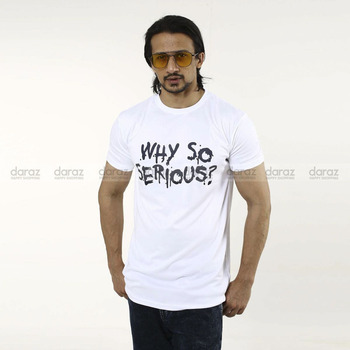 Why So Serious Trendy Half Sleeve T-Shirt For Men-White