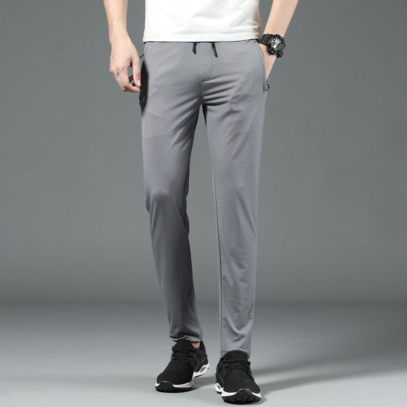 Men's Casual Pants Breathable New Style Business Fashion Thin Mesh Section Solid Color Trousers Male