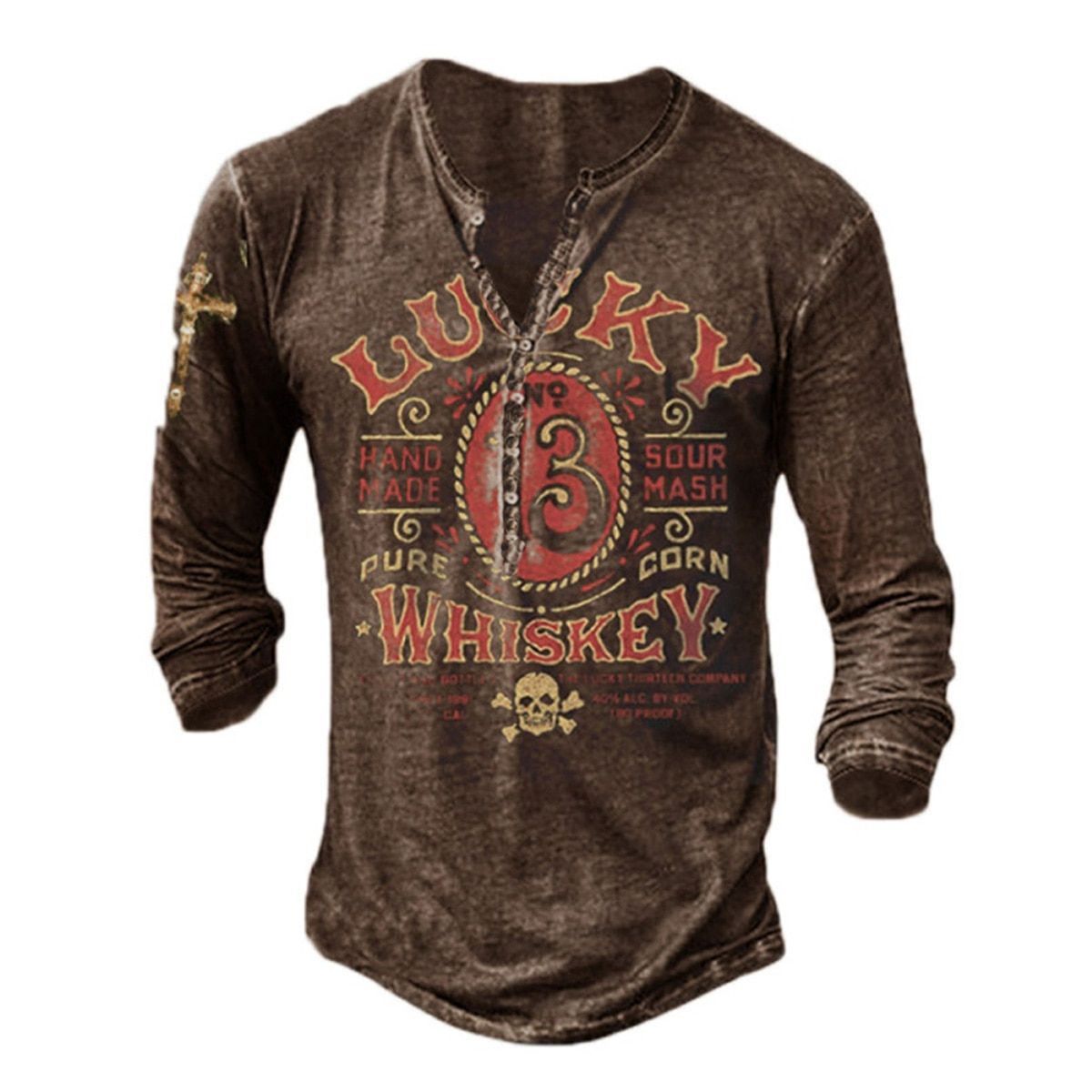 Bababuy Spring Mens Oversized Loose Tops Vintage Long Sleeve T Shirts Tops Punk Style 66 Printed V Collar T Shirts