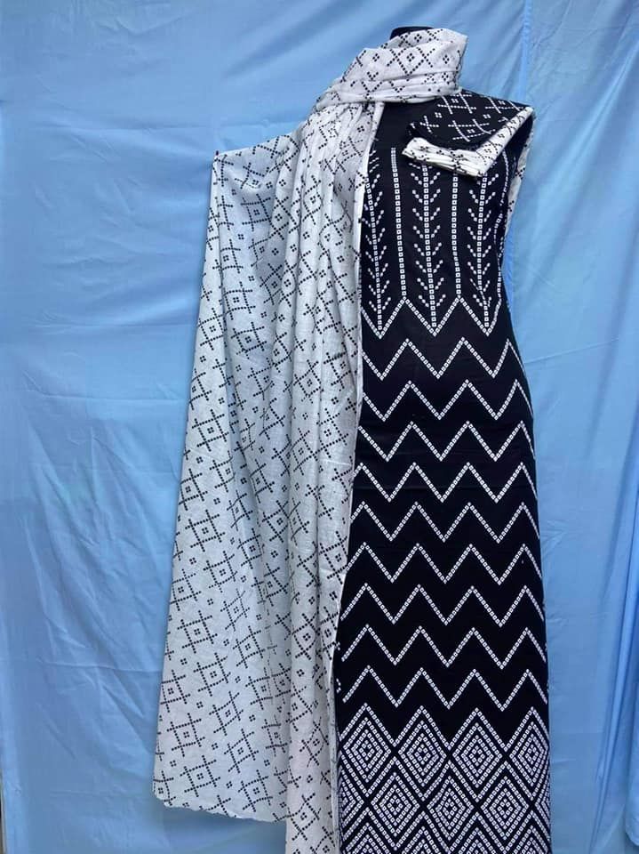 Shapnodanga Stylish Skin Print Unstitched Cotton Three Piece 3 Piece For Women Ladies Collection Shalwar Kameez
