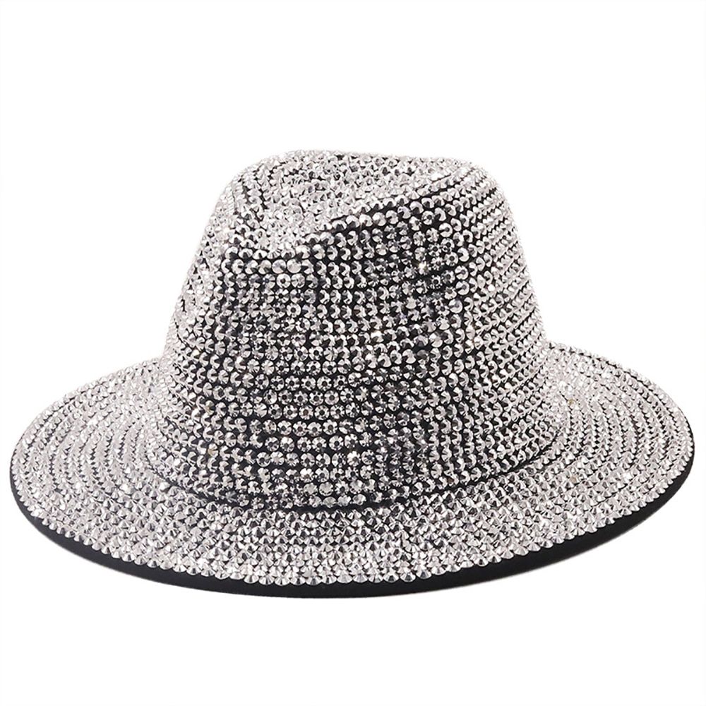 England Retro Rhinestone Fedora UniChurch Party Club Jazz Top Hat For Women And Men Stage Business Clothing Accessories
