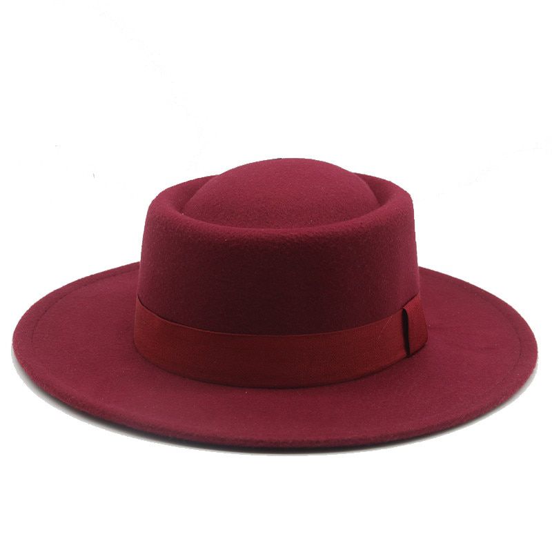 Fedora Women Hats Ribbon Band Belt Classic Dress Formal Women Hat Wide Brim Pie Round Top Winter Hat New SombrDe Mujer