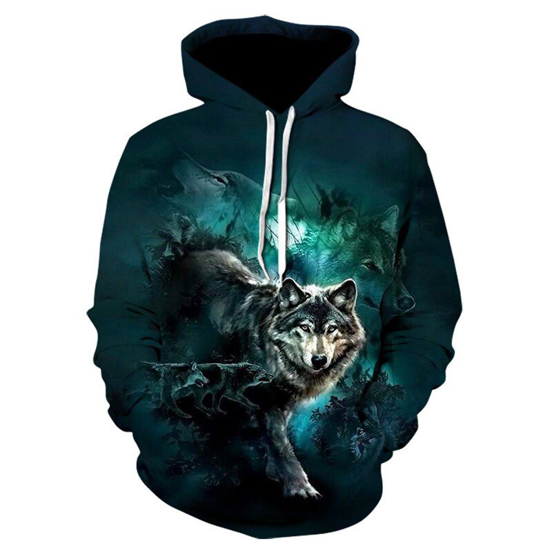 Trend Wolf Oversized Hoodie 4XL Men Women Fashion Spring Autumn Pullovers Sweatshirts Sweat Homme Hoodies 3D Tracksuit
