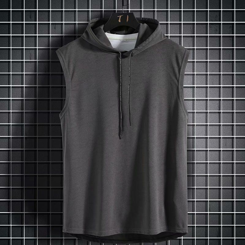 Summer Mens Muscle Hoodie Vest Sleeveless Bodybuilding Gym Workout Fitness Shirt Vest Hop Sweatshirt Men's Tops