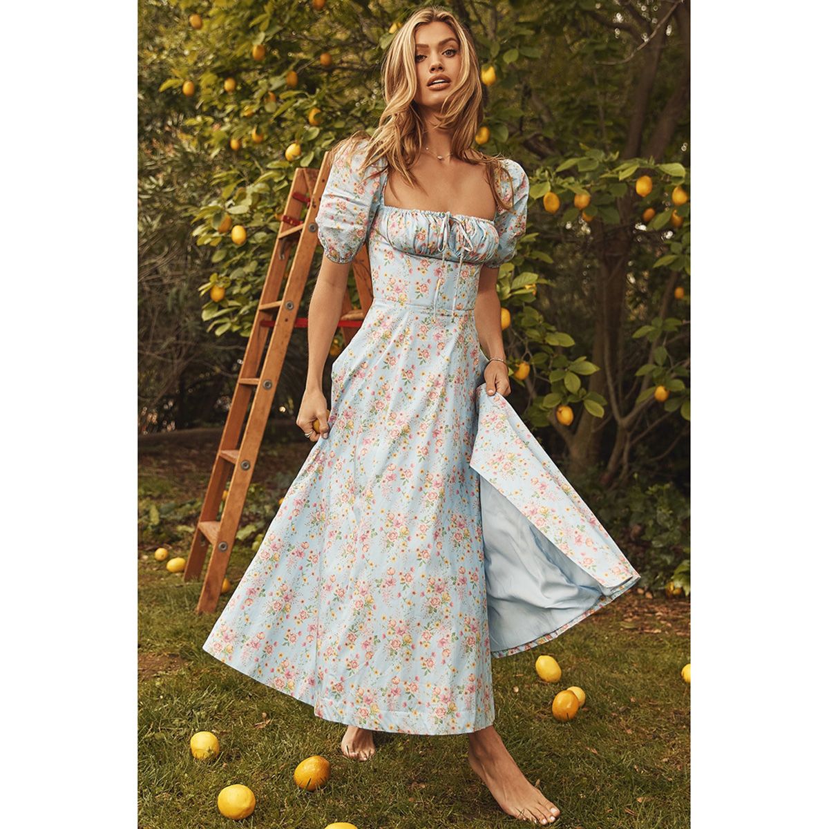 Avrilyaan Flower Print  Dress For Women High Split Elegant Off Shoulder Long Dresses Backless Bodycon Summer Dress Vestidos
