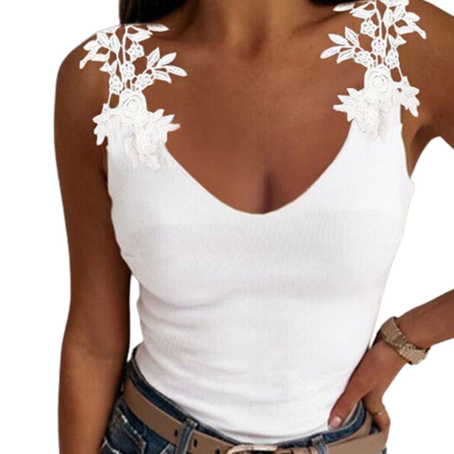 Women Undershirt Sleeveless Shoulder Strap Slim-fitting Vest