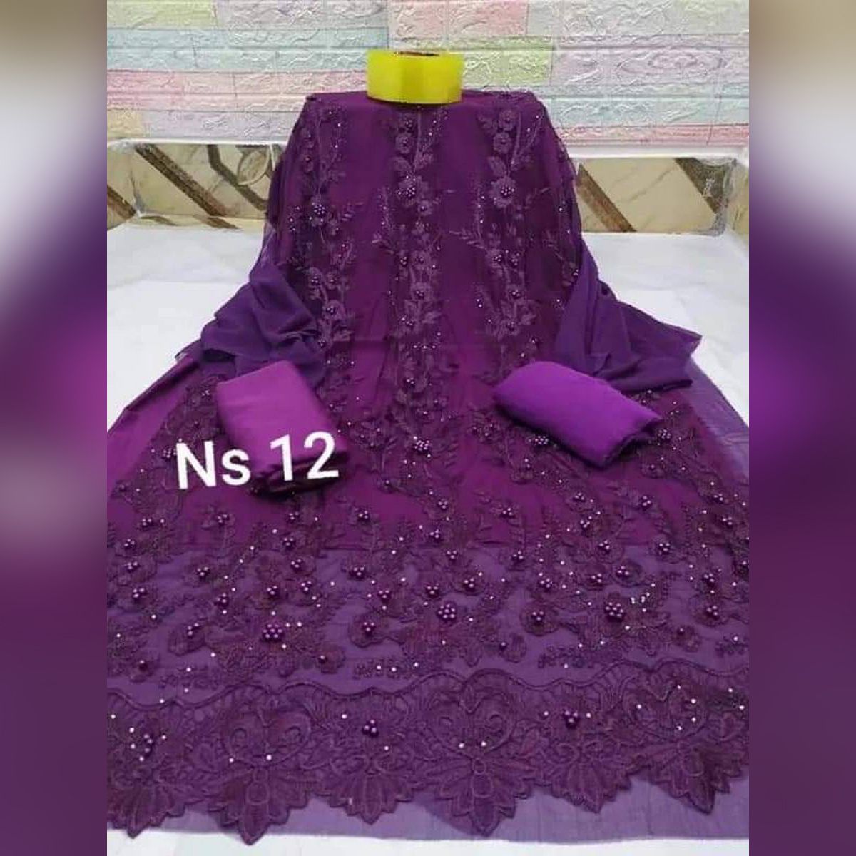 জর্জেট থ্রি পিস China Net Febrics Georgette Embroidery Work Salwar Kameez Three Piece For Women