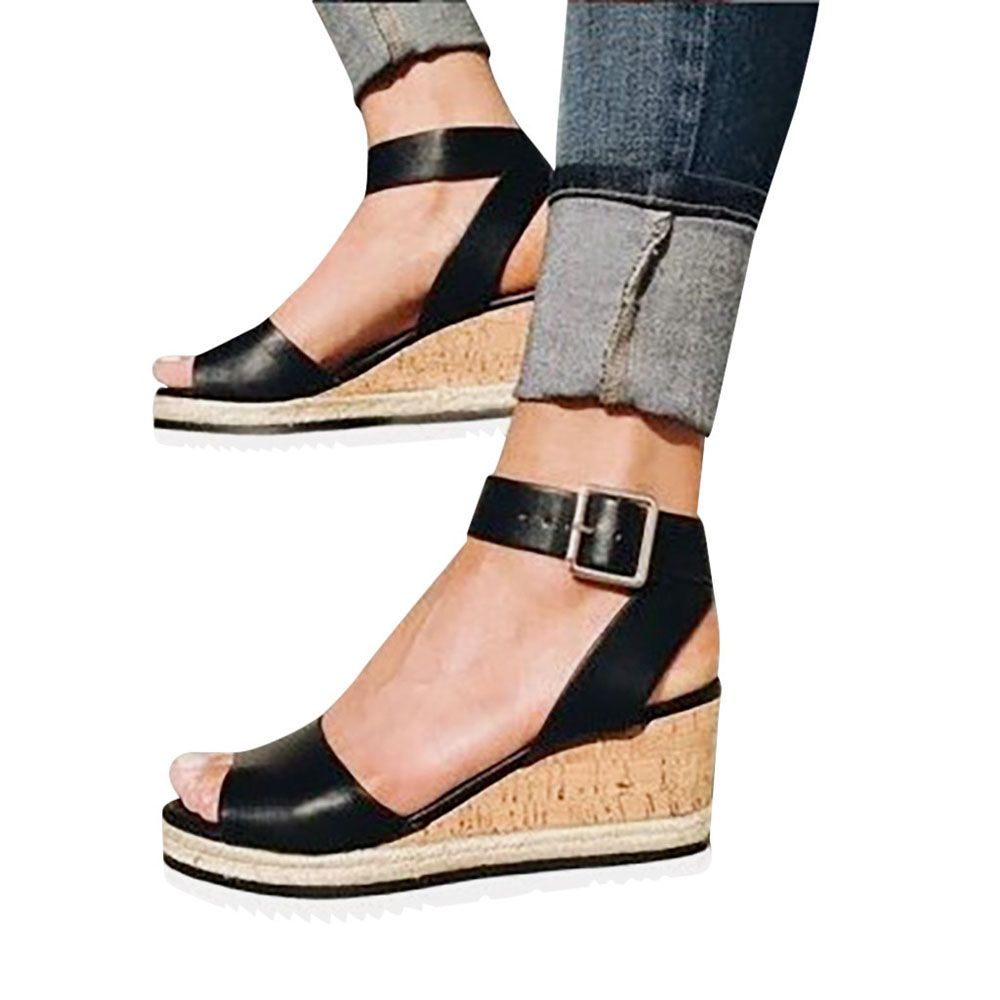 Retro Open Toe Ankle Wedges Shoes For Women High Heels Sandals Summer Shoes Flop Chaussures Femme Platform Sandals