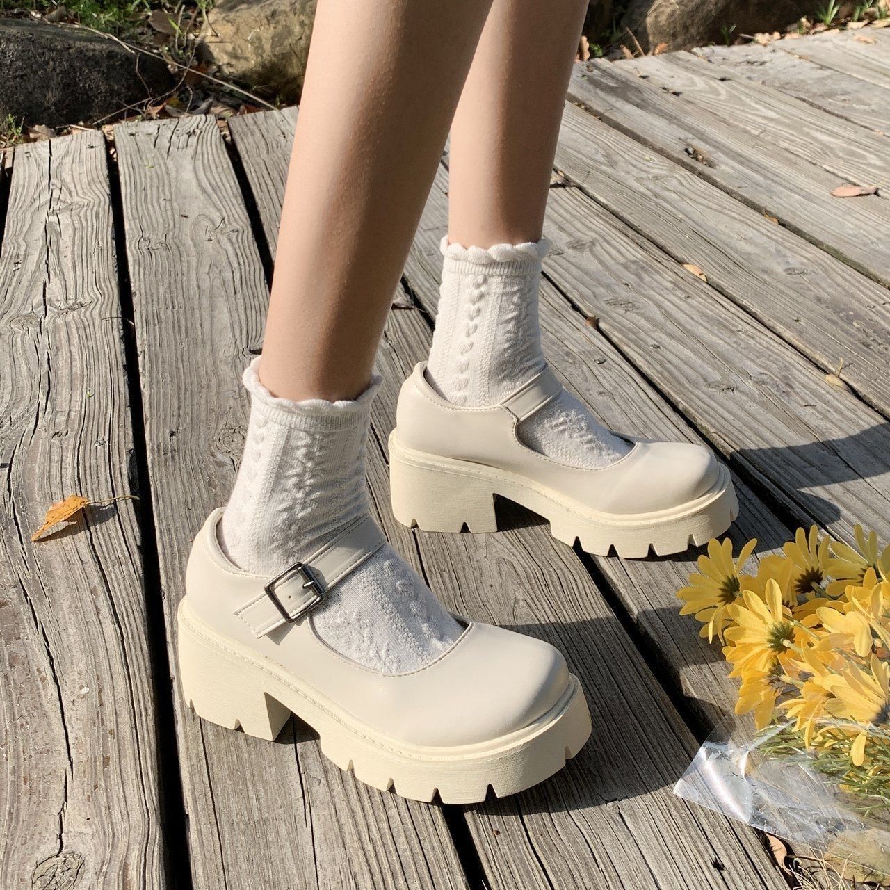 Lolita shoes platform white High Heels Shoes Women Pumps Patent Platform Shoes Woman Round Toe Shoes