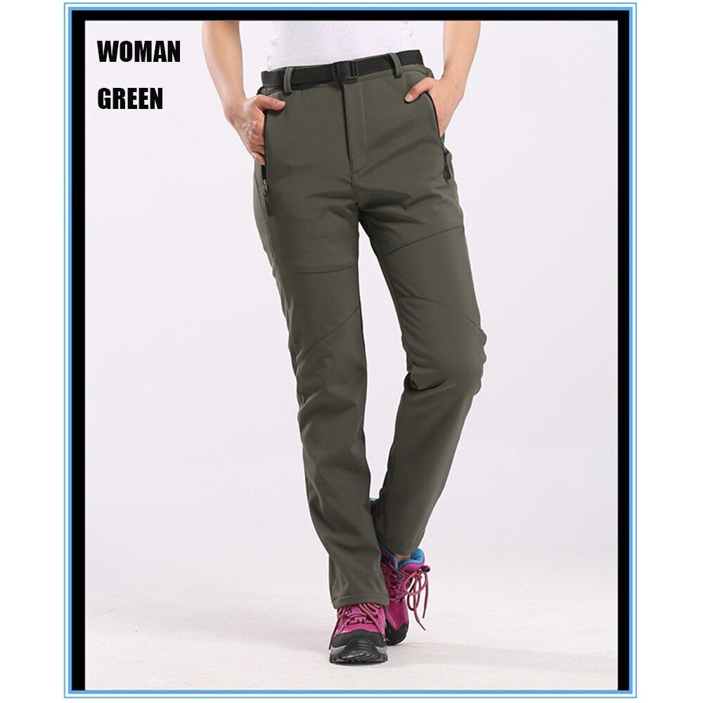 Women's Winter Hiking Pants Plus size Outdoor Sports Warm Fleece Soft Trousers Fish Camp Climb Hiking Ski Waterproof Pants