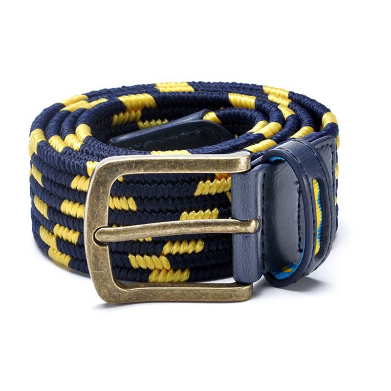 Elastic Belt With Stretch Casual Golf Belt Waistband Braided Style Five Color Match Antique Brass And Antique Silver Buckle