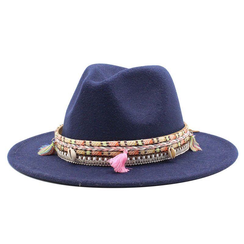Fashion Fall 2020 Winter Wide brim fedora Hat Women Men With Belt Panama Jazz Cap Trilby Felt vintage hats chapeau feutre homme