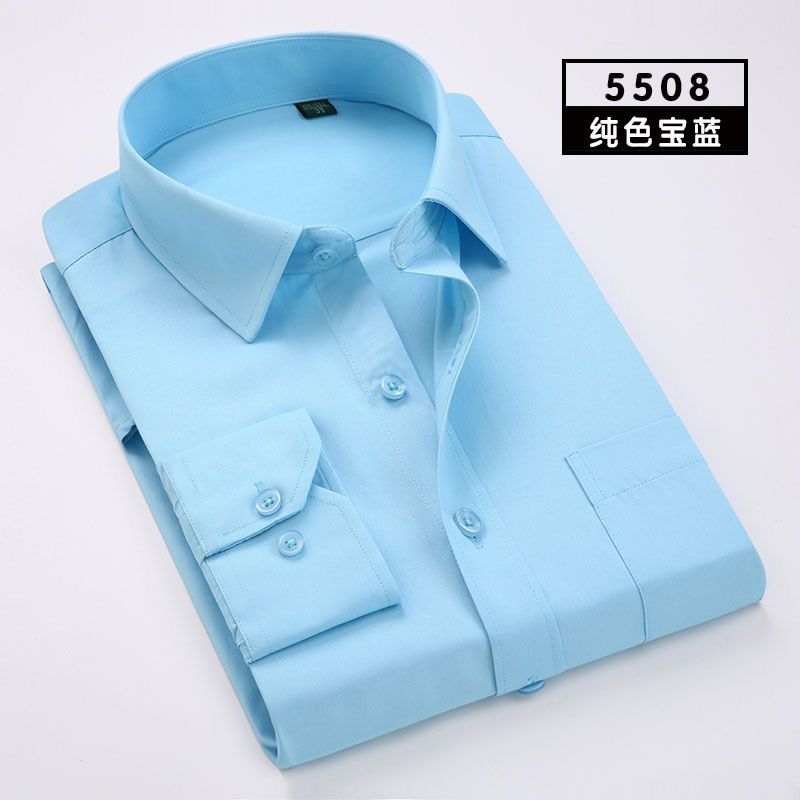 Classic Twill Men's Social Shirts Long Sleeve Business Mens Office Formal Shirt Regular Fit Basical Dress Shirt Male with Pocket