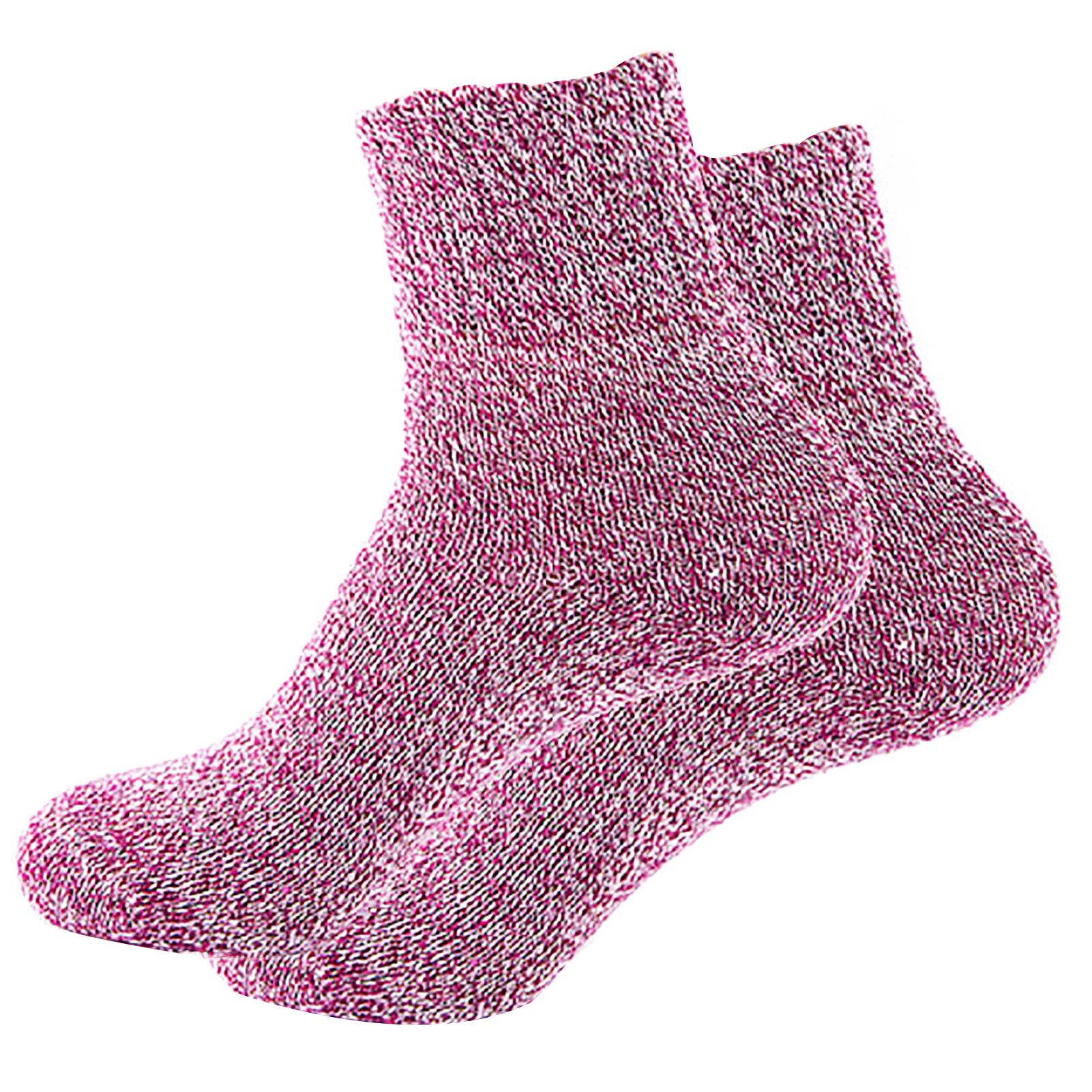 2 Pairs Women Winter Thicken Warm Soft  Woolen Yarn Solid Color Sports Socks