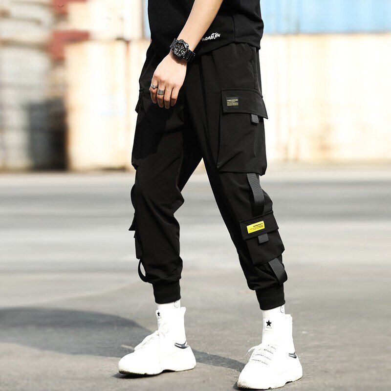 Techwear Pants Multi-ck Block Black Cargo Pants Men Streetwear Harem Joggers Harajuku Sweatpant  Hop Trousers Overalls Men